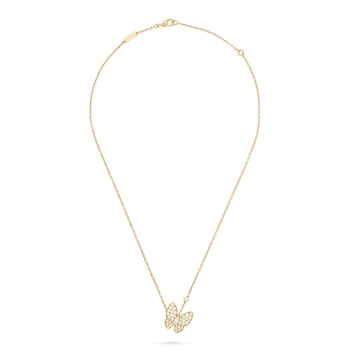 Butterfly diamond necklace 18k gold  -Diamond Jewelry