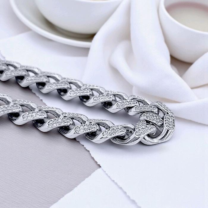 Cuban Diamond Bracelet 18K / Gelang Berlian Sisik Naga 18K / Diamond Jewelry-1GB2747SDNEW-HT