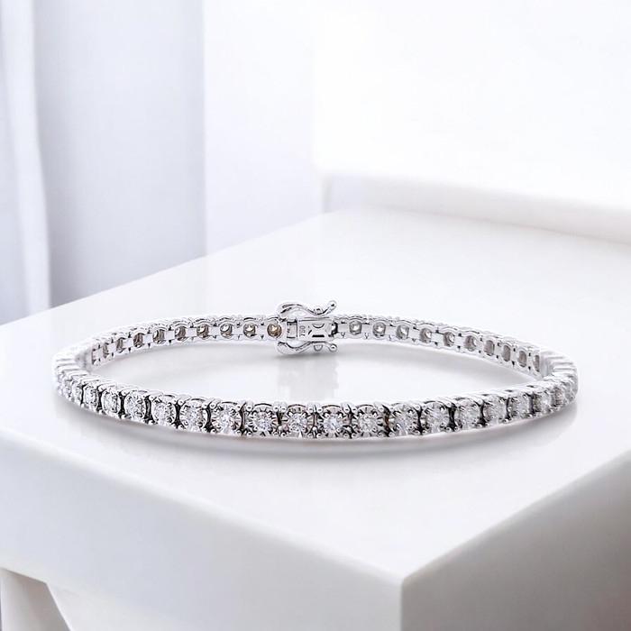 Tennis Diamond square illusion Bracelet 18K / Diamond Jewelry