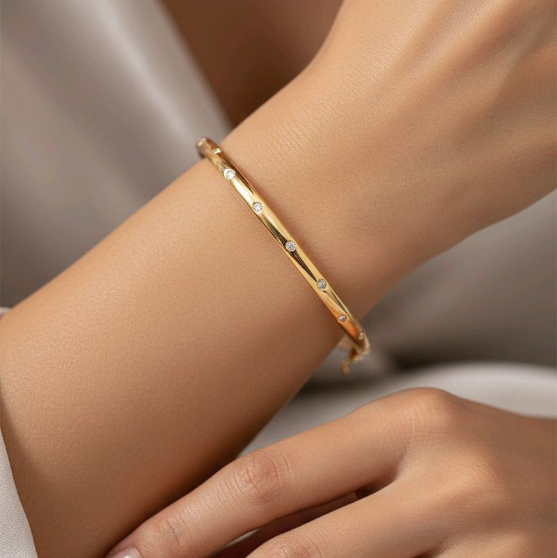 Gold Zircon Bangle 16K / Gelang Emas Batu Sirkon 16K / Diamond Jewelry / 465GMS422LS
