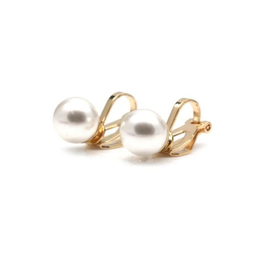 South sea pearl klip earring 22K gold Diamond Jewelry-21AM4WP