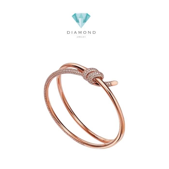 T1 Double Knot Bangle Diamond 18K Gold Bangle Diamond Jewelry-397GBD22300LS-HT