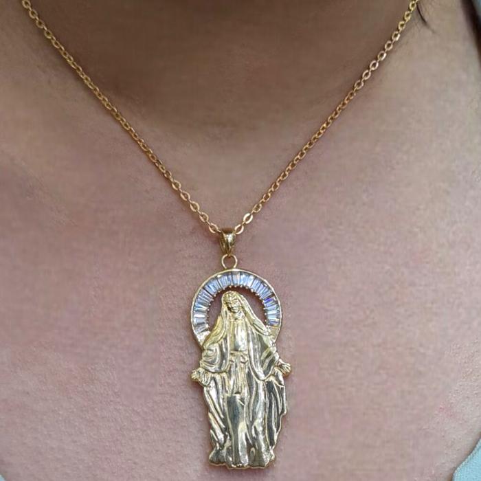 Liontin Emas Bunda Maria 18K-Diamond Jewelry