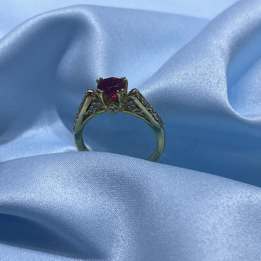 Redsor Red Solitaire 23K Gold Ring Diamond Jewelry