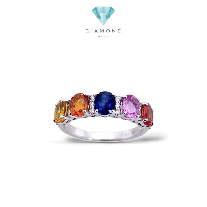 Rainbow Oval Diamond Ring 18K / Cincin Pelangi Oval 18K / Diamond Jewelry / 120BC83800AB