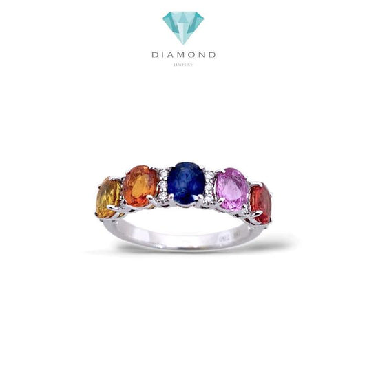 Rainbow Oval Diamond Ring 18K / Cincin Pelangi Oval 18K / Diamond Jewelry / 120BC83800AB