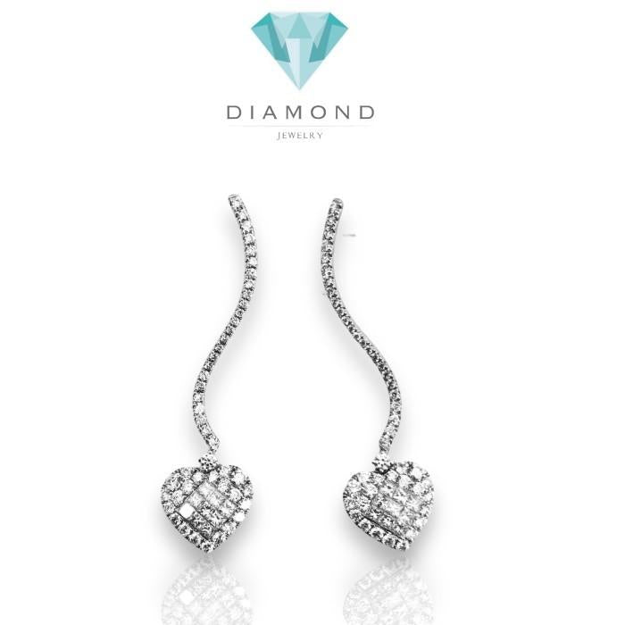 Heart Diamond Earring 18k white gold-Diamond Jewelry
