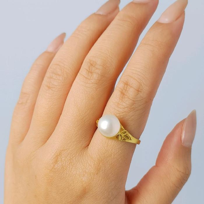 Pearl Gold Ring 23K / Cincin Emas Mutiara 23K / Diamond Jewelry 123CMSWP4-HT
