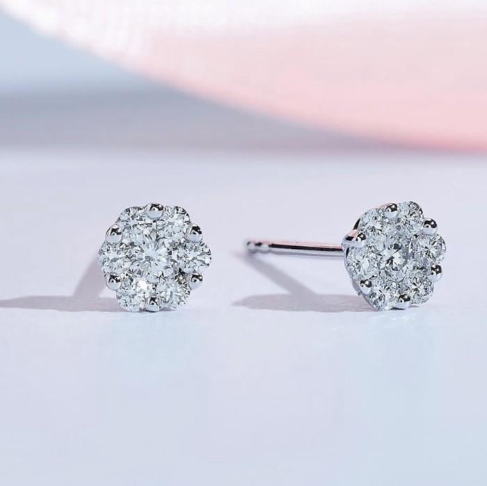 Anting diamond lotus emas putih white gold 18 krt Diamond Jewelry