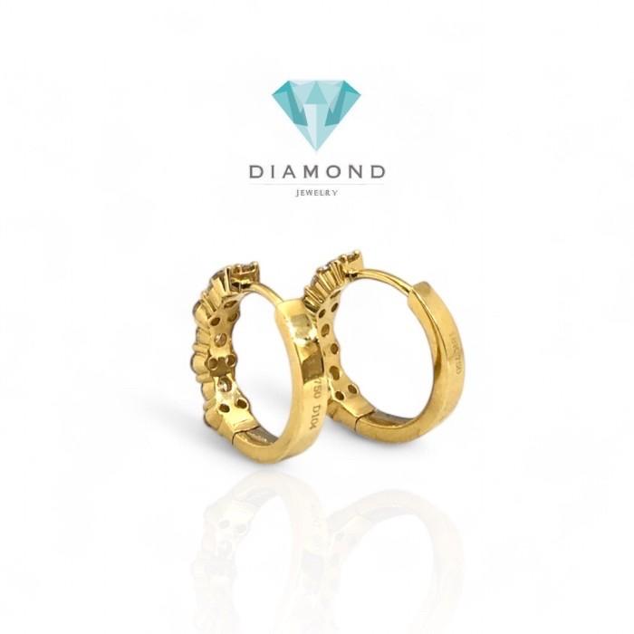 Anting Berlian Hoop zigzag Yellow Gold 18k-Diamond Jewelry