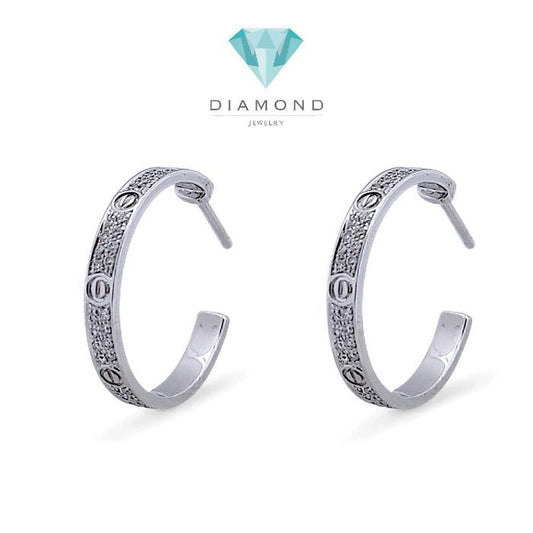 Pave Love Diamond Earring 18K / Anting Berlian Pave Love 18K / Diamond Jewelry 97ABD89000AB-HT