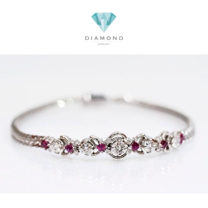 Diamond ruby bracelet 18k white gold- Diamond Jewelry