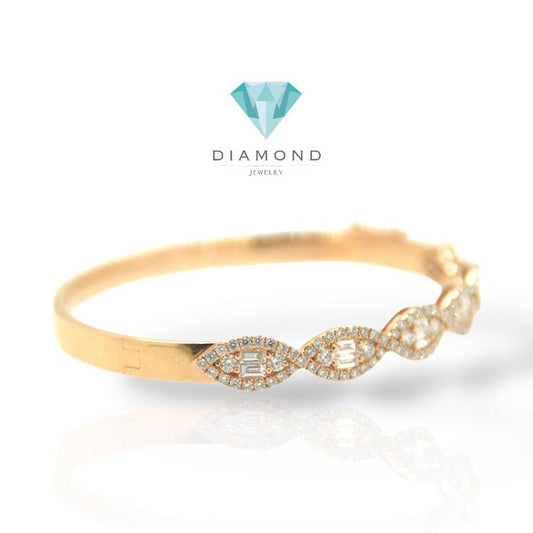 Ulir Baguette Twist Diamond Bangle 18k gold-Diamond Jewelry