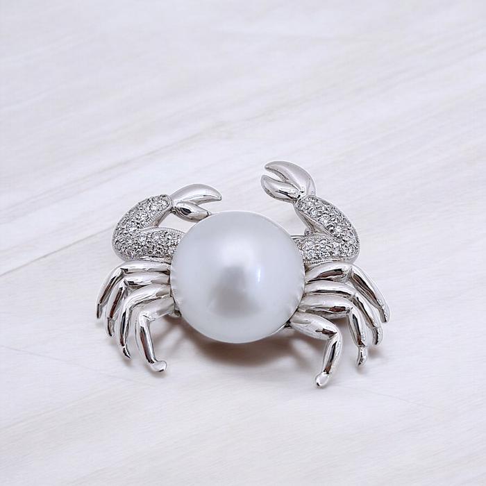 Crab Pearl Diamond Clip 18K / Diamomd Jewelry