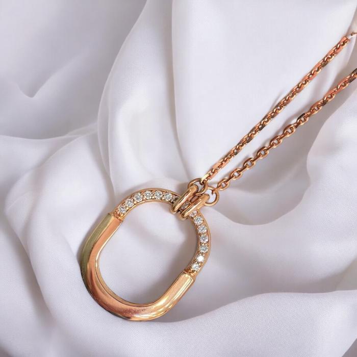Diamond Small Lock T necklace 18K / Diamond Jewelry/HT kalung berlian model lock emas 18k Emas Berlian Kalung Perhiasan-354KBDDM3465LS