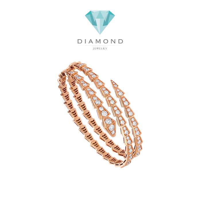 Snake pave viper diamond two row 18 gold Diamond Jewelry