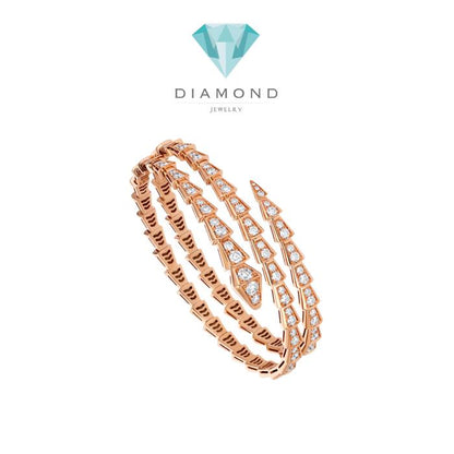 Snake pave viper diamond two row 18 gold Diamond Jewelry