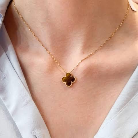 Clover Vintage Alhambra Tiger Eye Pendant 18k Gold-Diamond Jewelry-362KBD487RY-HT