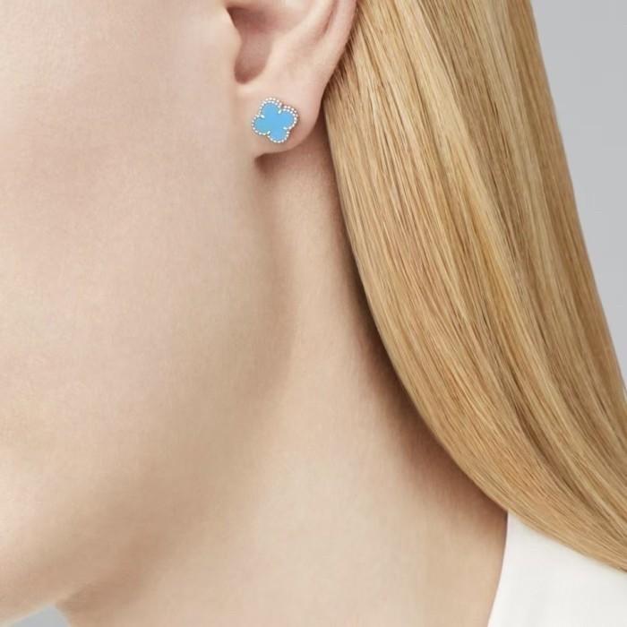 Turqoise Blue Sweet Clover 18K Bracelet/Earring/Necklace-Diamond Jewelry-91ABD32000AB-147GBD23100AB-97KBD29800AB-HT