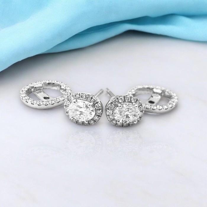 Anting berlian oval 18K Diamond Jewelry