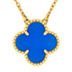 Blue Agate clover vc 18k vintage gold necklace-Diamond Jewelry