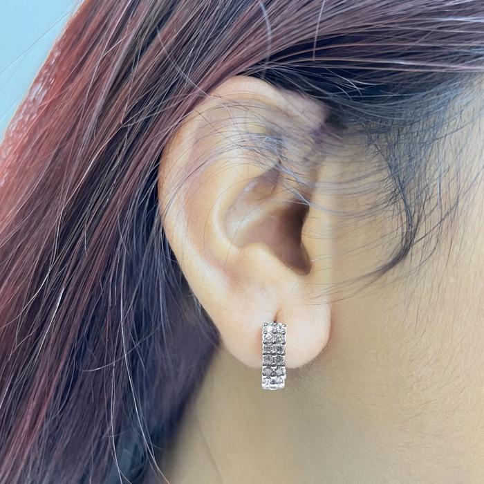 Double Hoop Diamond Earrings / Diamond Jewerly-381AB1040PFLS-HT