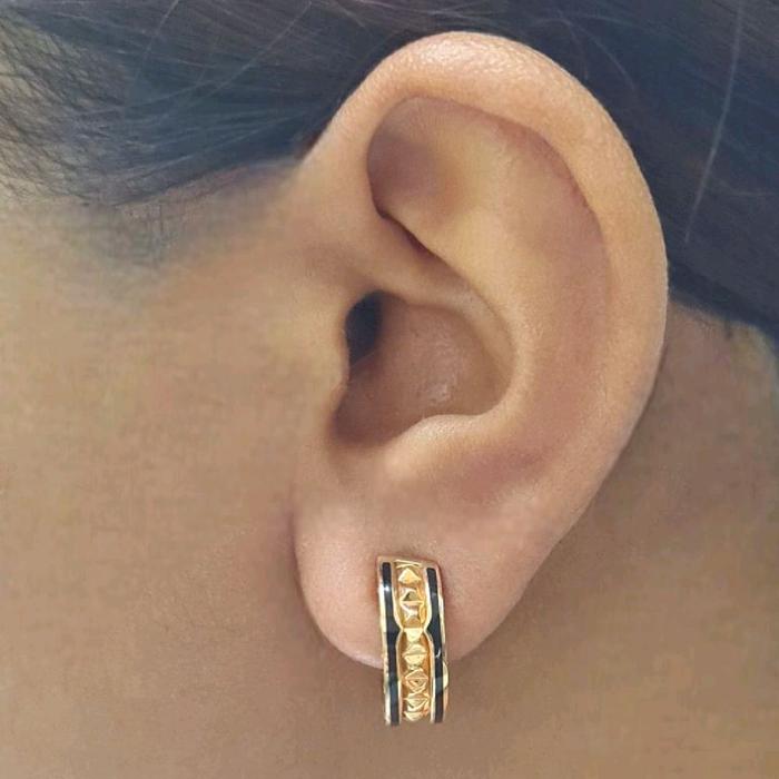 Hoop Onyx Earring 18k / Diamond Jewelry 379ABD1076RY