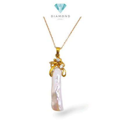 Gold Biwa Pearl Pendant 23K / Liontin Emas Mutiara Biwa 23K / Diamond Jewelry / 208LMSWP5