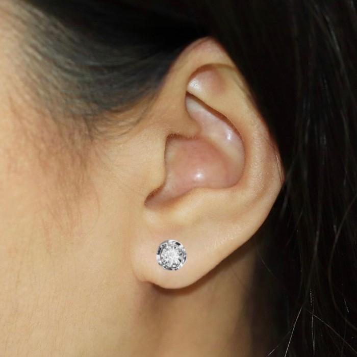 Flower Diamond Earring Illusion-18k-Diamond Jewelry