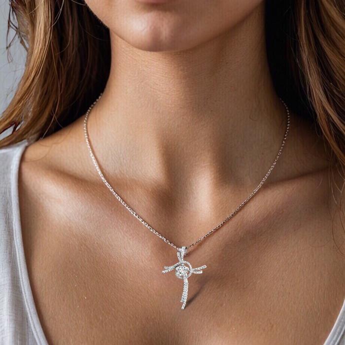Liontin Berlian Salib Modern lotus/Diamond cross pendant lotus style- Diamond jewelry