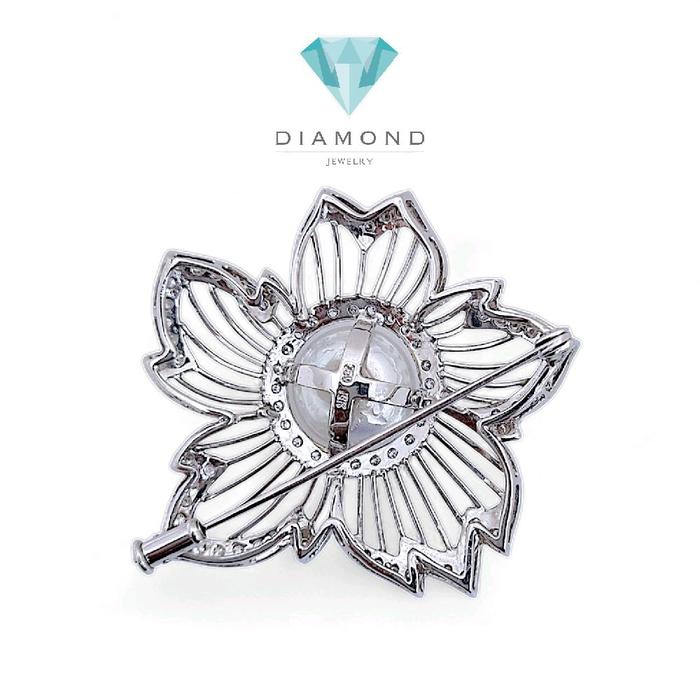 Flower south sea Pearl Diamond brooch 18K / Diamond Jewelry-46BMGT1700WP-HT