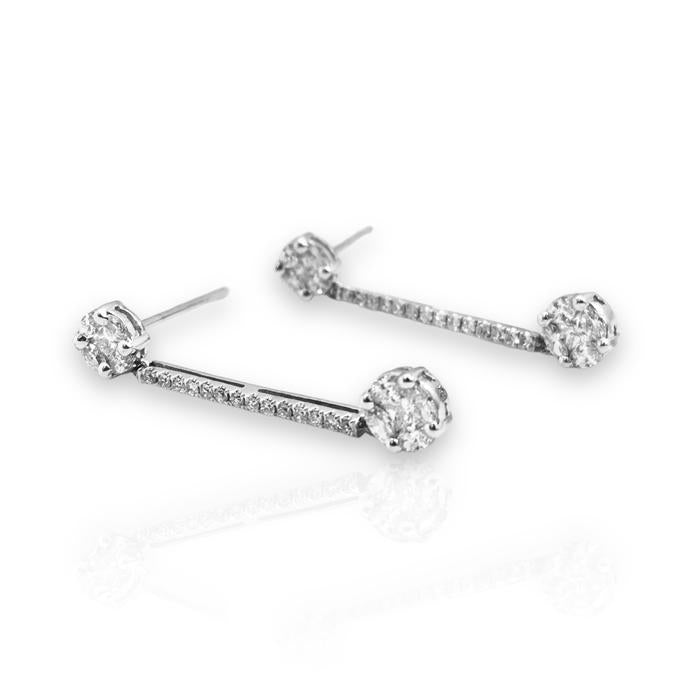 Anting panjang diamond simple round/diamond long dangling earring 18k-Diamond Jewelry