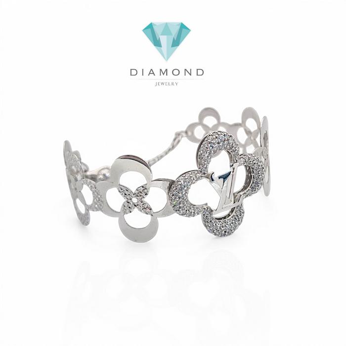 Gelang Mas Putih Bunga 18K-Diamond Jewelry