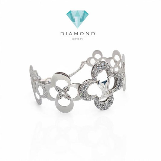 Gelang Mas Putih Bunga 18K-Diamond Jewelry