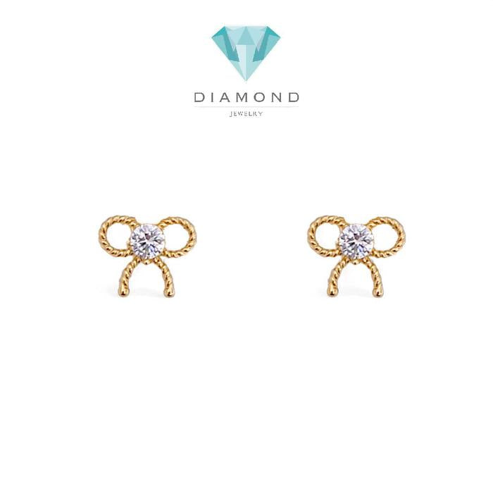 Ribbon Gold Earring 700K / Anting Emas Pita 700K / Diamond Jewelry 421AMS101LS-HT