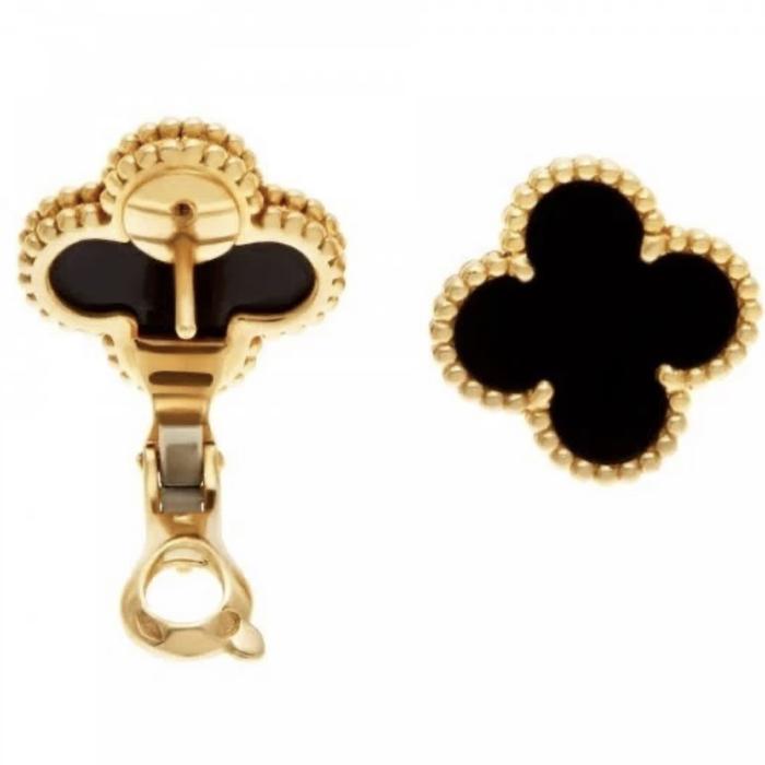 Clover Necklace/Earring Onyx 1 Clover/Kalung & Anting Emas Fashion 18K Diamond Jewelry-370KBD2000CHLS/262ABD742RY-HT