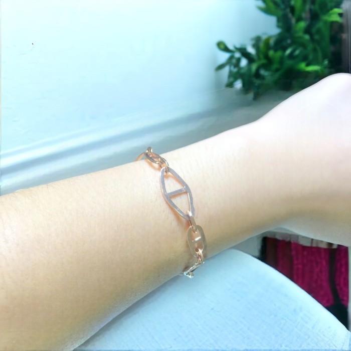 Herme chain bracelet 18k rose gold-Diamond Jewelry