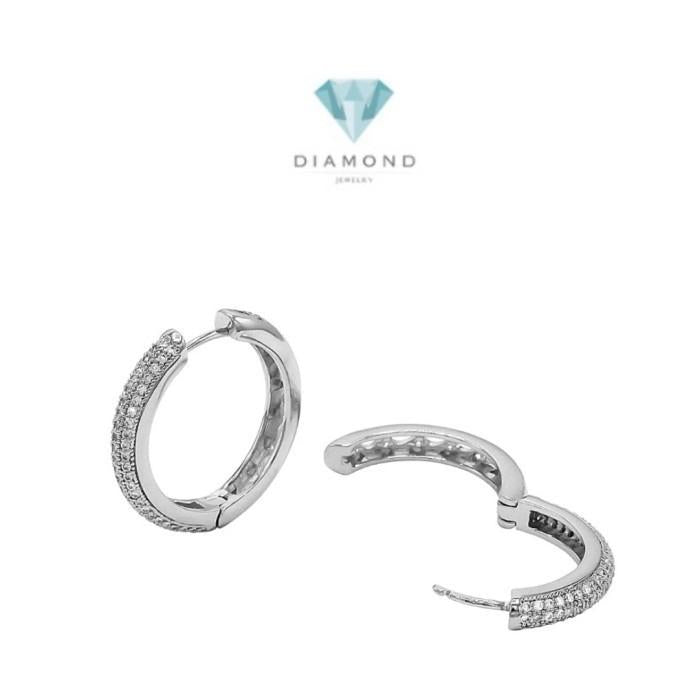 Diamond earring Anting Pave Berlian hoop klip white gold 18K Diamond Jewelry
