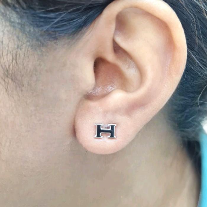 Anting Mas Model H Hitam 18K-Diamond Jewelry-333AMSLS1