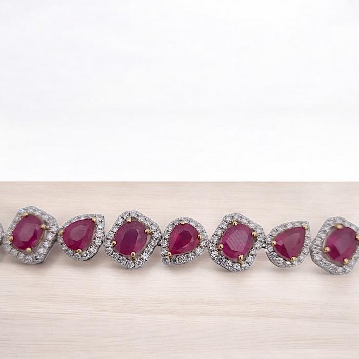 Tennis Ruby Diamond Ring 18K / Diamond Jewelry