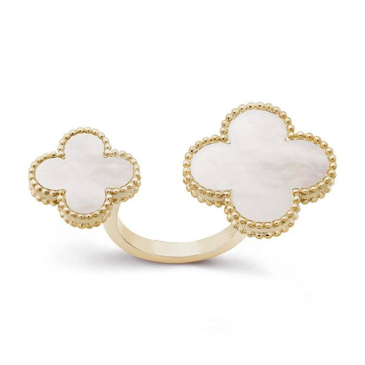 Magic mop ring clover duo finger vc 18k /cincin mutiara clover emas asli/18kgold-Diamond Jewelry