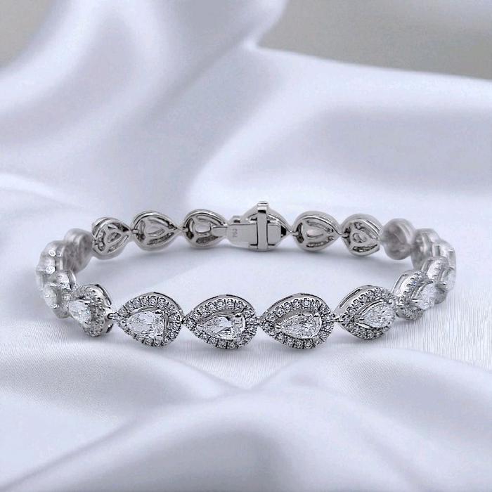 Tennis Tear Drop Bracelet 18K / Gelang Tennis Tear Drop 18K / Diamond Jewelry 393GB5200PGKLS-HT