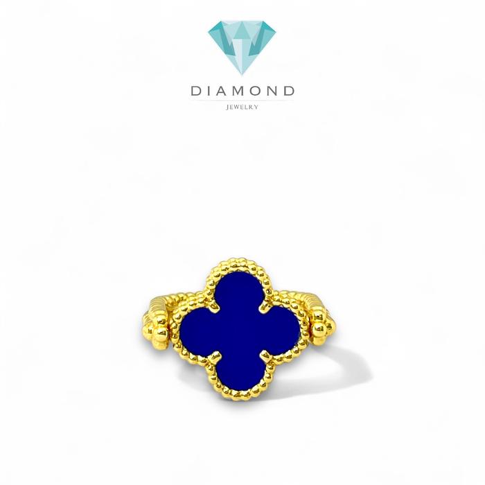 Vintage Reversible blue agate Ring 18K / Diamond Jewey