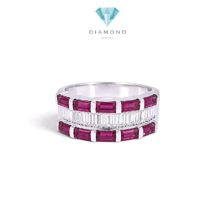 Ruby Baguette Diamond Ring 18K / Cincin Berlian Ruby Baguette 18K / Diamond Jewelry / RR0052489