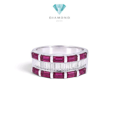 Ruby Baguette Diamond Ring 18K / Cincin Berlian Ruby Baguette 18K / Diamond Jewelry / RR0052489