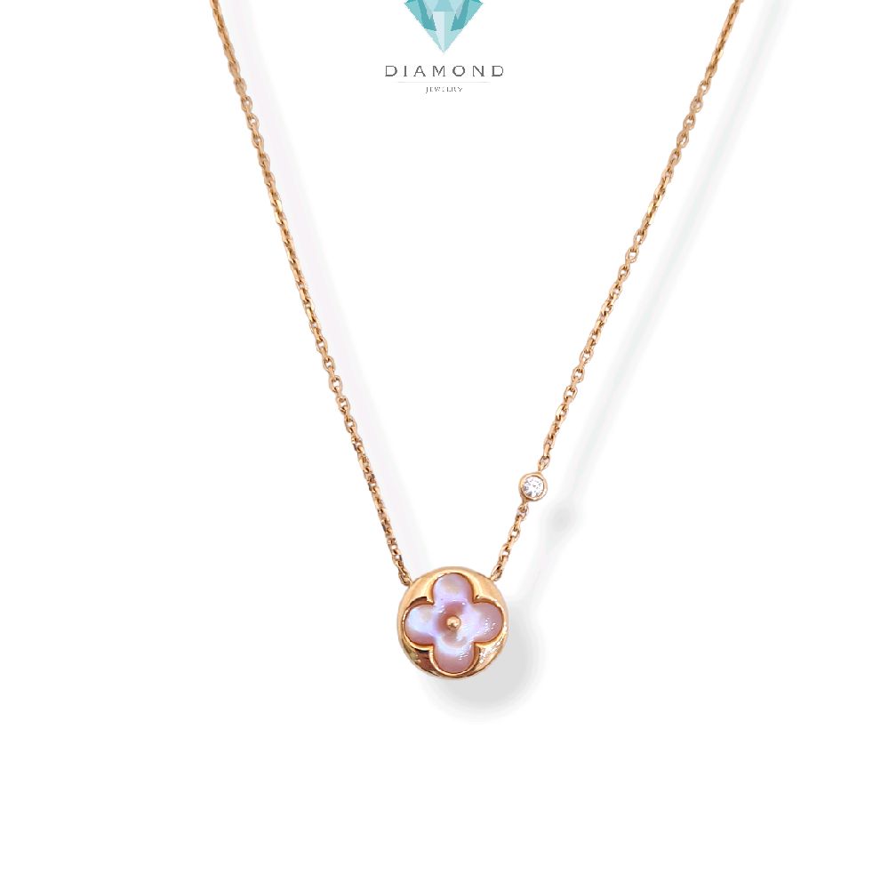 Gold Necklace Flowers pink 18K / Kalung Emas Bunga pink 18K / Diamond Jewelry / 149KBD62800AB