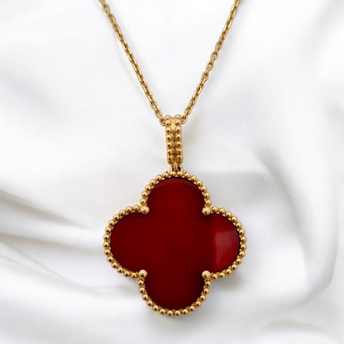 Magic Clover Long Necklace Charnelian 18K / Diamond Jewelry-76KBD76000AB-HT