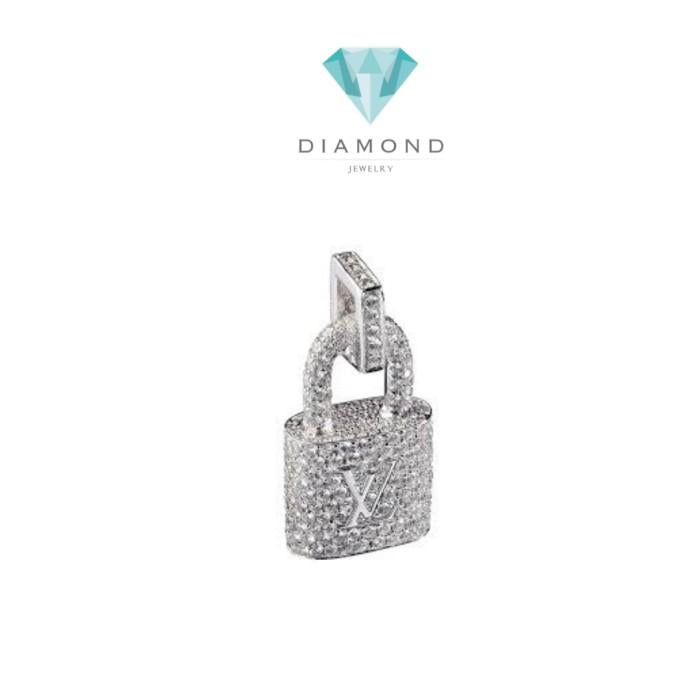 lv8 padlock necklace with full Diamond &18K white gold Diamond Jewelr