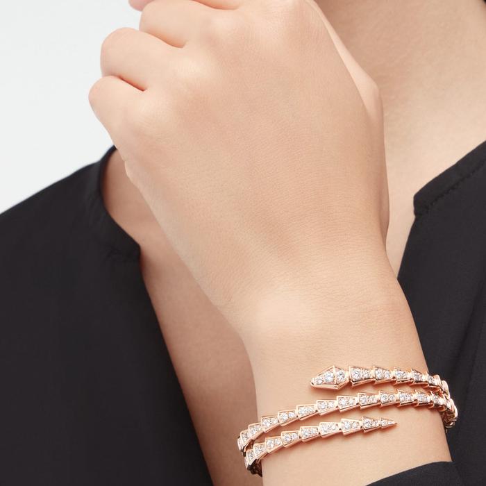 Snake pave viper diamond two row 18 gold Diamond Jewelry