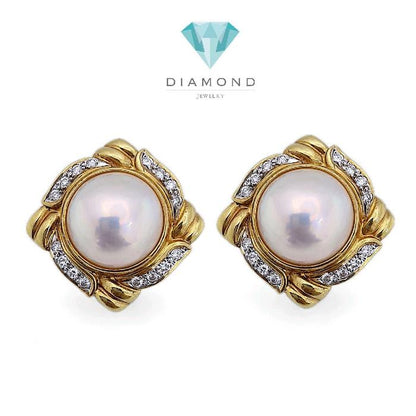 Vintage Pearl Diamond Earring 18K / Diamond Jewelry 44AMGT172WP-HT